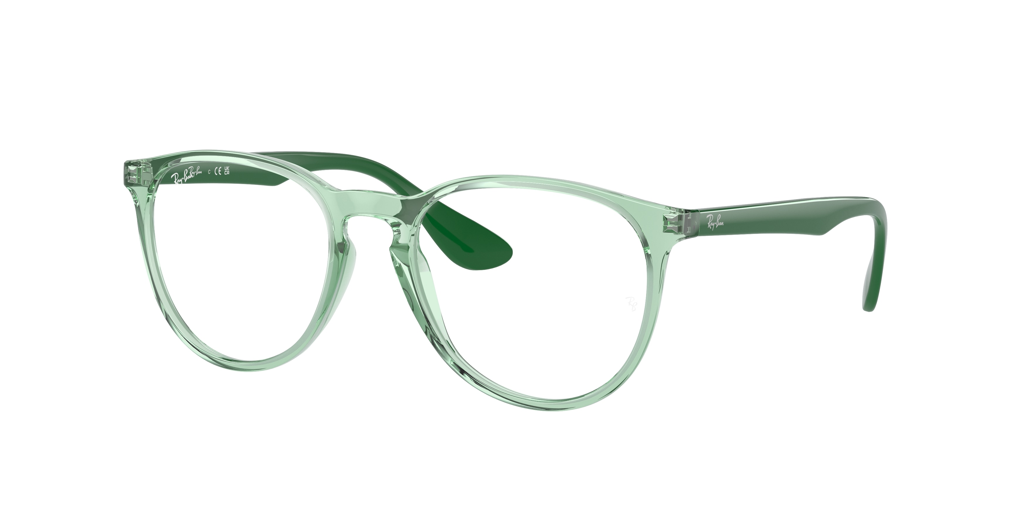 Ray - Ban Damen RX7046 Erika 8340 Optische Fassungen Injiziert GrüN Transparent Rund Normal-image